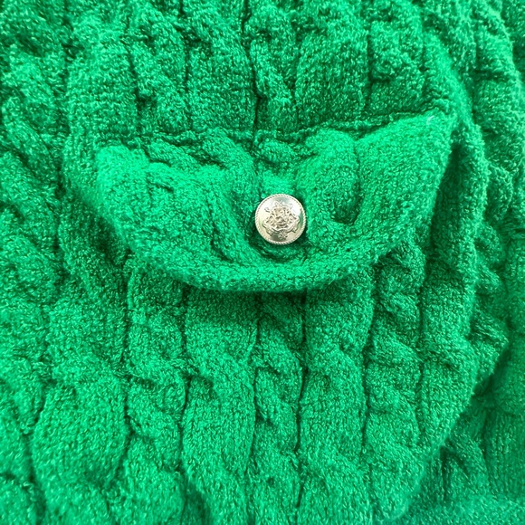 J. Crew Vibrant Green Cardigan Sweater. Cable knit cardigan jacket style sweater - Picture 4 of 10